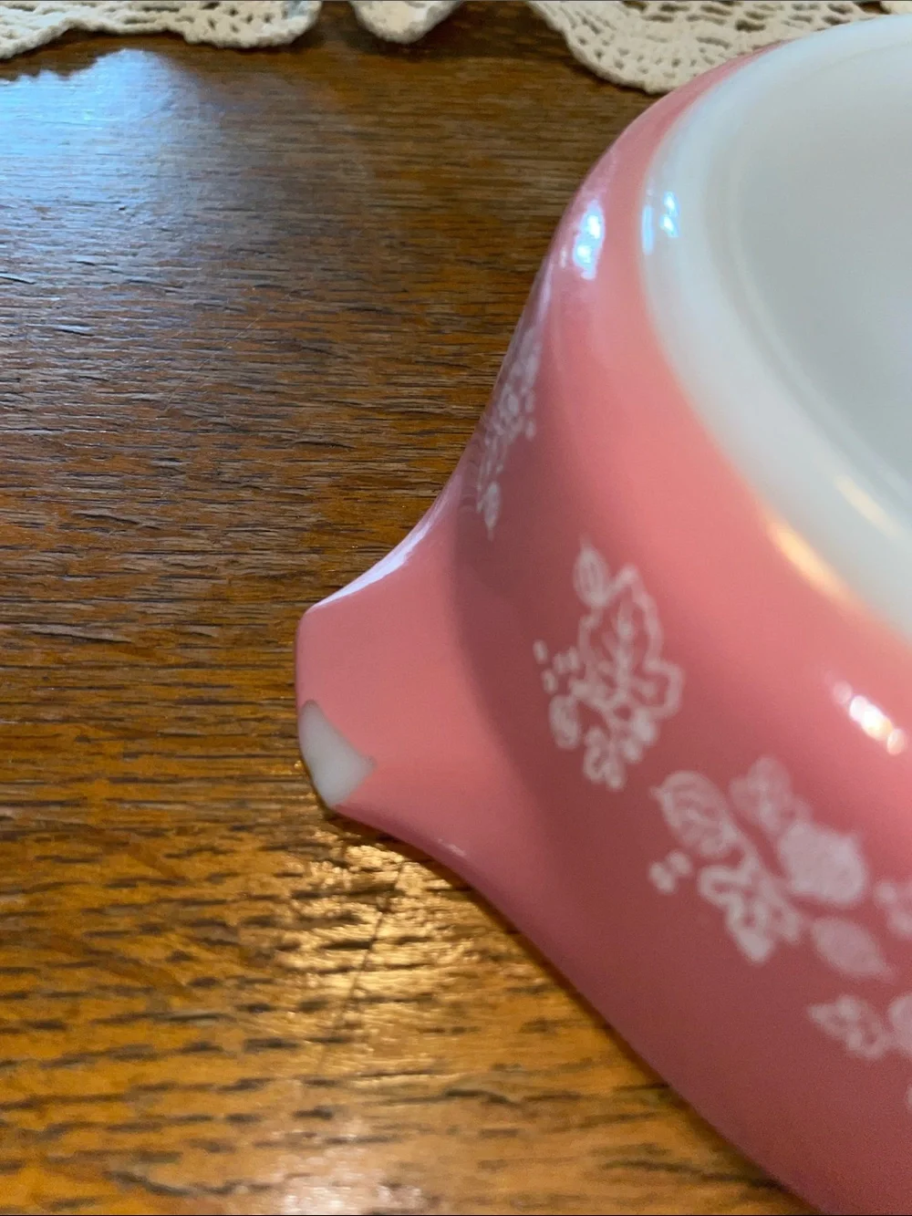 Pyrex Pink Floral Glass Casserole with Clear Lid